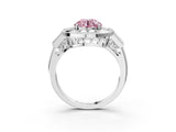 Silver Milgrain Fancy Pink Round Cut Diamond Halo Split Shank Ring_57