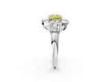 Silver Milgrain Fancy Yellow Cushion Cut Diamond Halo Split Shank Ring_8