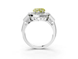Silver Milgrain Fancy Yellow Heart Cut Diamond Halo Split Shank Ring_9