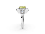 Silver Milgrain Fancy Yellow Princess Cut Diamond Halo Split Shank Ring_8