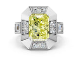 Silver Milgrain Fancy Yellow Radiant Cut Diamond Halo Split Shank Ring_54