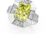 Silver Milgrain Fancy Yellow Radiant Cut Diamond Halo Split Shank Ring_55