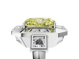 Silver Milgrain Fancy Yellow Radiant Cut Diamond Halo Split Shank Ring_59
