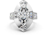 Silver Milgrain Marquise Cut Diamond Halo Split Shank Ring_18