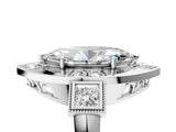 Silver Milgrain Marquise Cut Diamond Halo Split Shank Ring_23