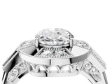 Silver Milgrain Oval Cut Diamond Halo Split Shank Ring_28