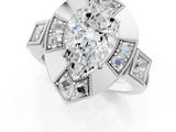 Silver Milgrain Pear Cut Diamond Halo Split Shank Ring_25