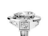 Silver Milgrain Pear Cut Diamond Halo Split Shank Ring_29