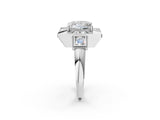 Silver Milgrain Princess Cut Diamond Halo Split Shank Ring_14