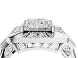Silver Milgrain Princess Cut Diamond Halo Split Shank Ring_16