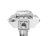 Silver Milgrain Princess Cut Diamond Halo Split Shank Ring_17