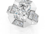 Silver Milgrain Radiant Cut Diamond Halo Split Shank Ring_19