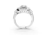 Silver Milgrain Radiant Cut Diamond Halo Split Shank Ring_21
