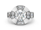 Silver Milgrain Round Diamond Halo Split Shank Ring_12