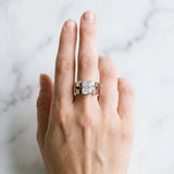 Silver Modern Tension Set Radiant Cut Diamond Solitaire Wide Band Ring_236