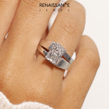 Silver Modern Tension Set Radiant Solitaire Wide Band Ring_221