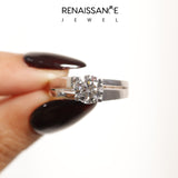 Silver Modern Tension Set Round Solitaire Wide Band Ring_182