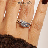 Silver Modern Tension Set Round Solitaire Wide Band Ring_183