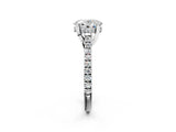 Silver Oval Brilliant Diamond Solitaire with Pavé Band and Four-Prong Setting 3