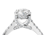 Silver Oval Brilliant Diamond Solitaire with Pavé Band and Four-Prong Setting 5