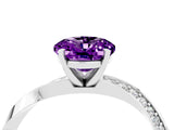 Silver Oval Cut Amethyst Engagement Ring with Side Stone Accents and Four-Prong Setting_28