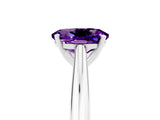 Silver Oval Cut Amethyst Solitaire Engagement Ring with Cathedral Setting and Four-Prong Mount_17