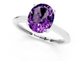 Silver Oval Cut Amethyst Solitaire Engagement Ring with Classic Band and Four-Prong Setting_31