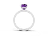 Silver Oval Cut Amethyst Solitaire Ring with Thin Band and Prong Setting_45