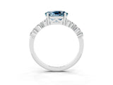 Silver Oval Cut Aquamarine Scattered Round Accent Ring with Prong Setting_33