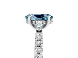 Silver Oval Cut Aquamarine Solitaire Ring with Round  Pavé Band and Four-Prong Setting_41