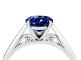 Silver Oval Cut Blue Sapphire Solitaire Engagement Ring with Cathedral Setting and Four-Prong Mount_16