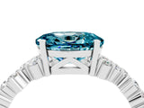Silver Oval Cut Blue Topaz Scattered Round Accent Ring with Prong Setting_34