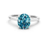 Silver Oval Cut Blue Topaz Solitaire Engagement Ring with Classic Band and Four-Prong Setting_30
