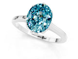 Silver Oval Cut Blue Topaz Solitaire Ring with Flower Prong Setting and Classic Band_13