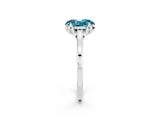 Silver Oval Cut Blue Topaz Solitaire Ring with Flower Prong Setting and Classic Band_14