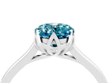 Silver Oval Cut Blue Topaz Solitaire Ring with Flower Prong Setting and Classic Band_16
