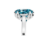 Silver Oval Cut Blue Topaz Solitaire Ring with Flower Prong Setting and Classic Band_17