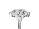 Silver Oval Cut Brilliant Diamond with Cluster Setting on a Beaded Band and Four-Prong Setting_12