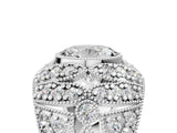 Silver Oval Cut Brilliant Halo Pave Diamond Milgrain Ring_18