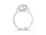 Silver Oval Cut Brilliant Solitaire Diamond Ring with Channel Set Band and Bar Prong Setting_15