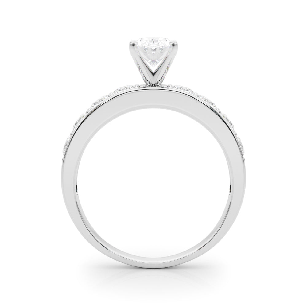 Silver Oval Cut Channel Set Diamond Engagement Ring with Four-Prong Setting 1