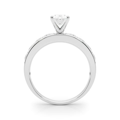 Silver Oval Cut Channel Set Diamond Engagement Ring with Four-Prong Setting 1