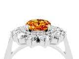Silver Oval Cut Citrine Floral Double Halo Engagement Ring with Prong Setting_160