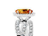 Silver Oval Cut Citrine Halo Ring with Round Split Shank and Prong Setting_71