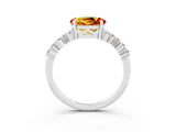 Silver Oval Cut Citrine Scattered Round Accent Ring with Prong Setting_33