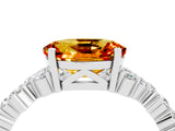 Silver Oval Cut Citrine Scattered Round Accent Ring with Prong Setting_34
