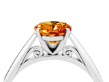 Silver Oval Cut Citrine Solitaire Engagement Ring with Cathedral Setting and Four-Prong Mount_4