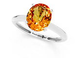 Silver Oval Cut Citrine Solitaire Engagement Ring with Classic Band and Four-Prong Setting_19