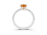 Silver Oval Cut Citrine Solitaire Pavé Engagement Ring with Round Band and Prong Setting_93