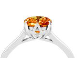 Silver Oval Cut Citrine Solitaire Ring with Flower Prong Setting and Classic Band_16